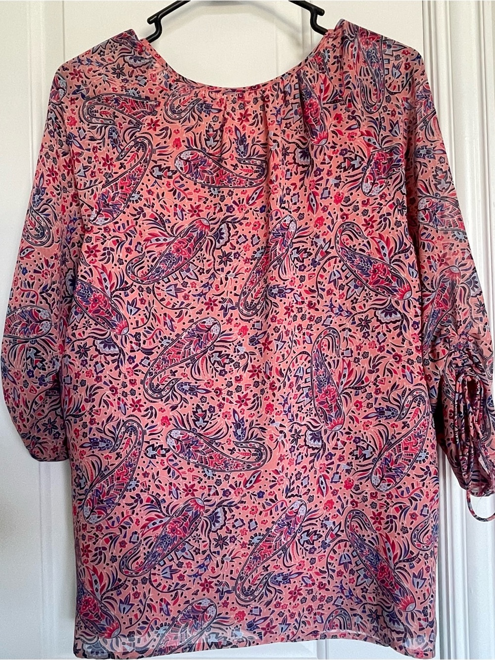 Westport Coral Pink Paisley Peasant Top - Picture 2 of 3